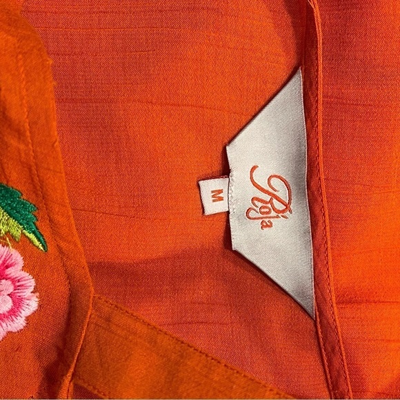 Roja Orange Embroidered Cold Shoulder Tunic Top Sz-M - Picture 9 of 11